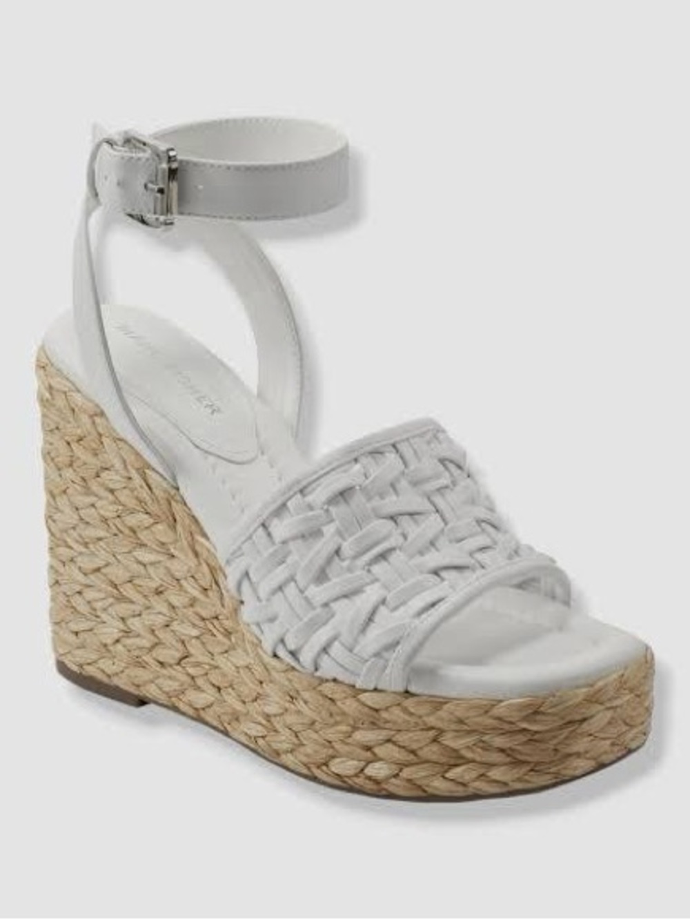 Marc Fisher White Espadrille Wedge Sandals with Ankle Strap- Size 7.5 NWT